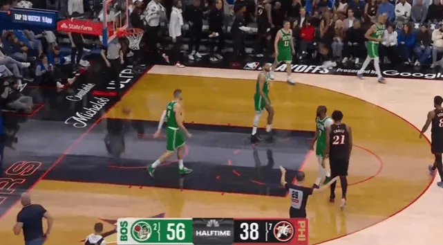 乐鱼-凯尔特人半场56-38领先76人，普里查德18分&amp;amp;恩比德12分